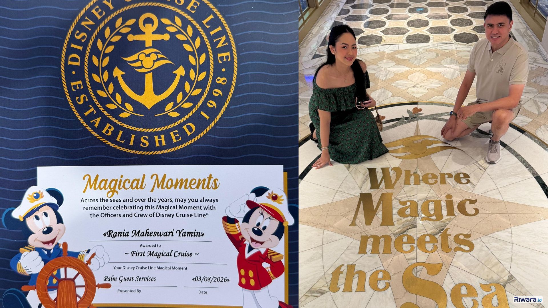 Rania Maheswari Yamin  bersama Ayahnya KPH. Roy Rahajasa Yamin di Kapal pesiar Disney Adventure, Minggu 8 Maret 2026